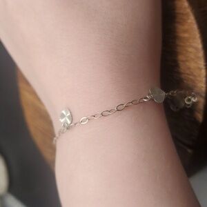 Sterling 925 anklet‎ heart charm dangle sexy B3240